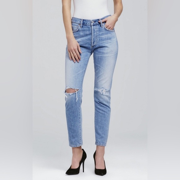 Citizens of Humanity Liya High Rise Classic Fit Torn Distressed Jeans - Picture 1 of 11